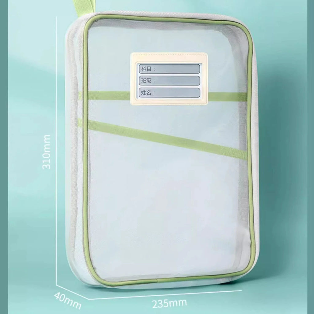 A4 Stationery Storage Bag Double-layer Mesh Zipper Bag Large Capacity Organizer Folders School Office Supplies Stationary Bag Oasis Select