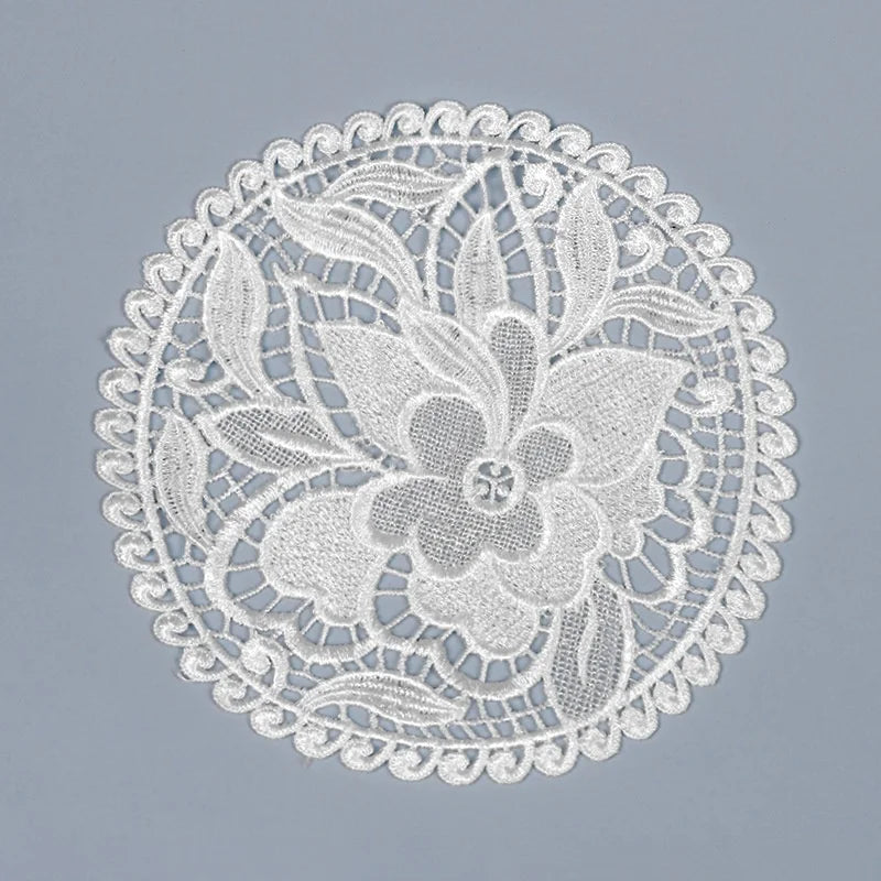20cm Cotton Crochet Table Placemat French Embroidered Lace Coaster Cloth Coffee Mug Dining Mat Pad Wedding Banquet Home Decor Oasis Select