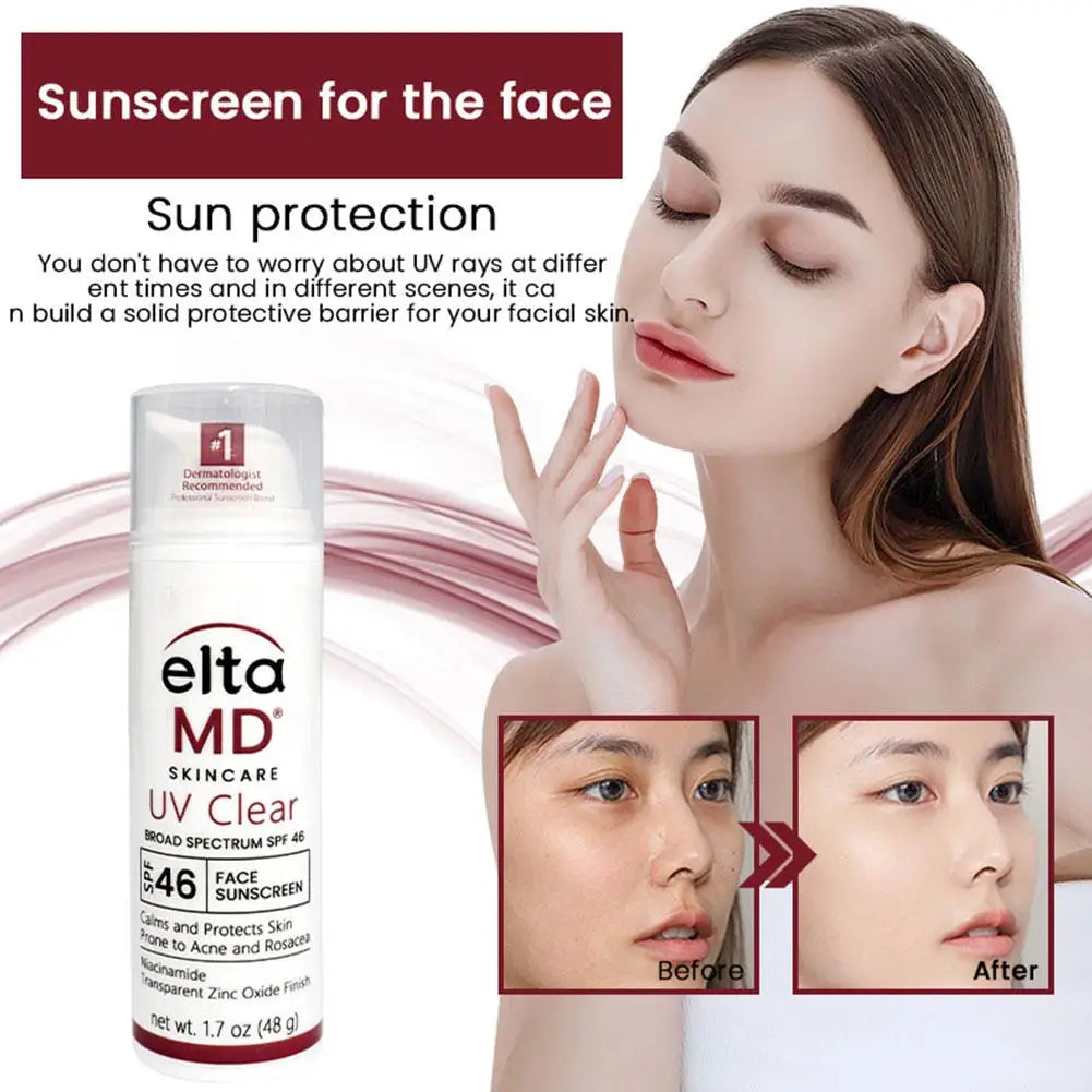 Eltamd 48ml Facial Sunscreen SPF46 UV Sunscreen Anti-Radiation Waterproof&sweatproof Non-greasy for Sensitive and Acne ProneSkin Oasis Select