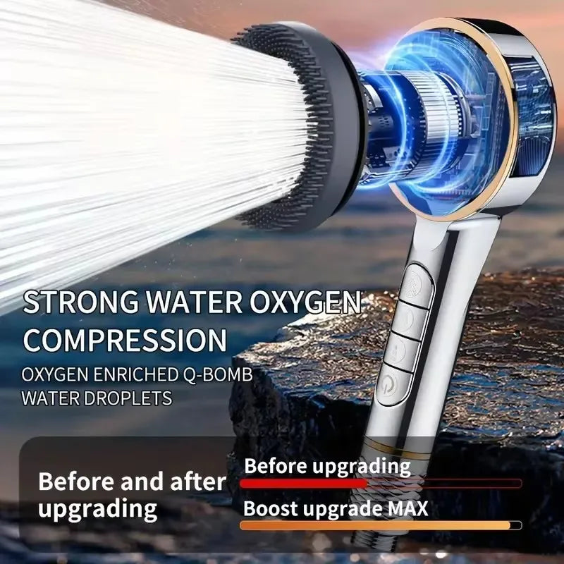 1pc Filtered Supercharged Shower Head Four-speed Adjustment With Water Seal Multi-functional Home Shower Bathroom Accessories Oasis Select