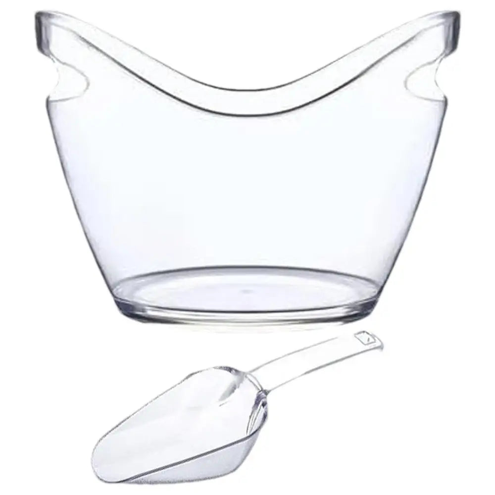 Clear Ice Bucket Beverage Tub with 2 Scoops Handle Cooling Large Ice Bucket for Wine Champagne Bar Supplies for Family reunion Oasis Select transparent