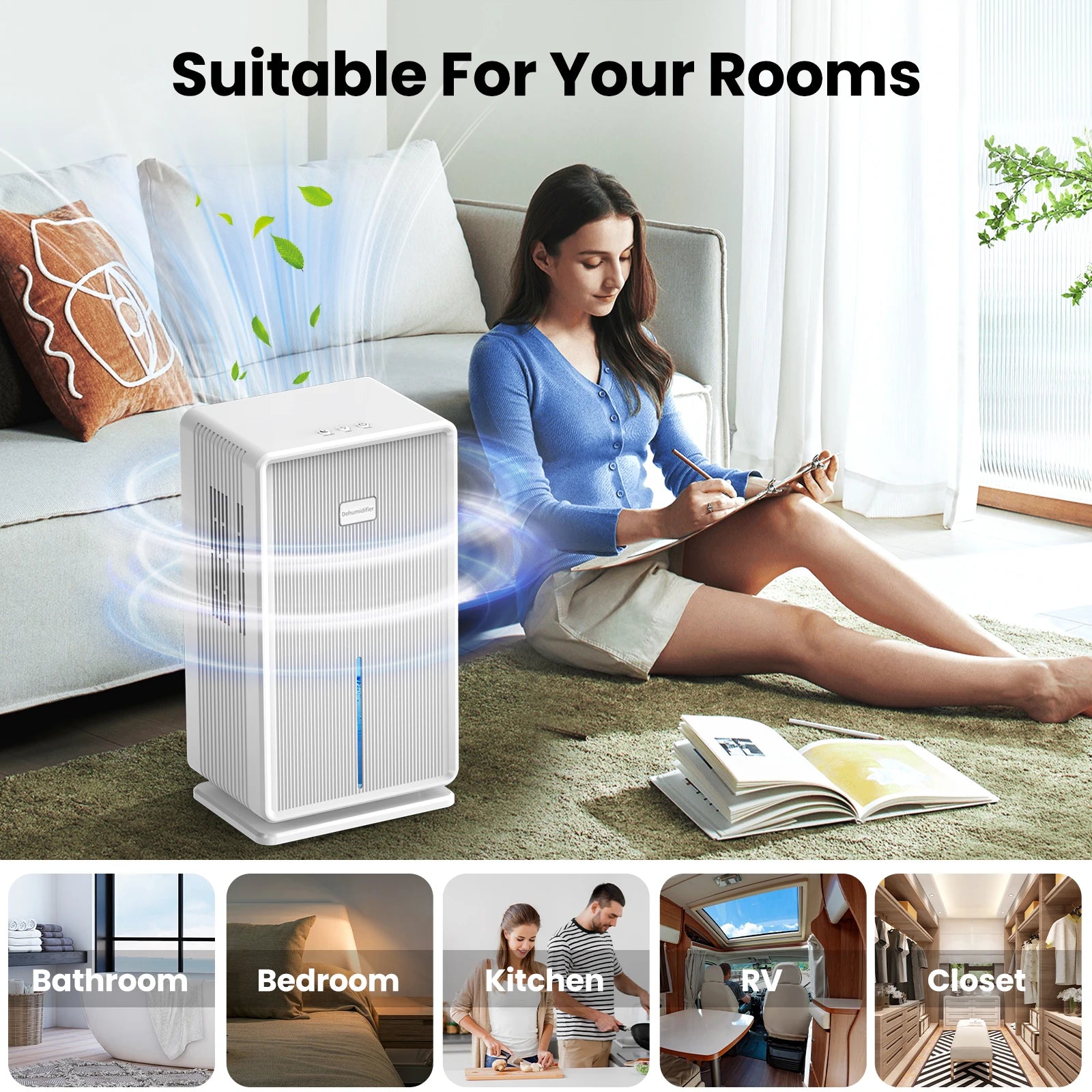 URGGU Large Home Dehumidifier – 430 sq ft, Quiet, 4L Tank