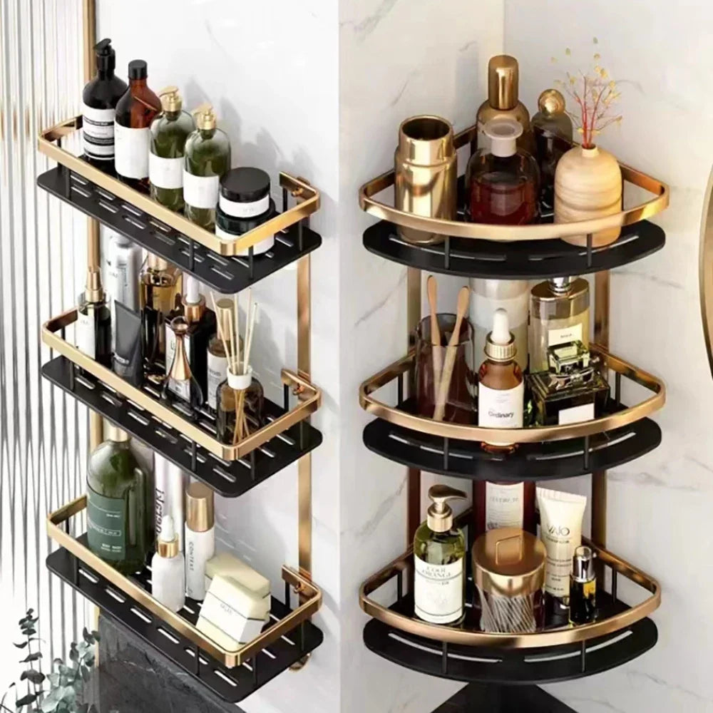 Bathroom Shelf Kitchen Storage Organizer Aluminum Alloy Shampoo Rack Shower Shelf Bathroom Accessories No Drill Shelf Oasis Select