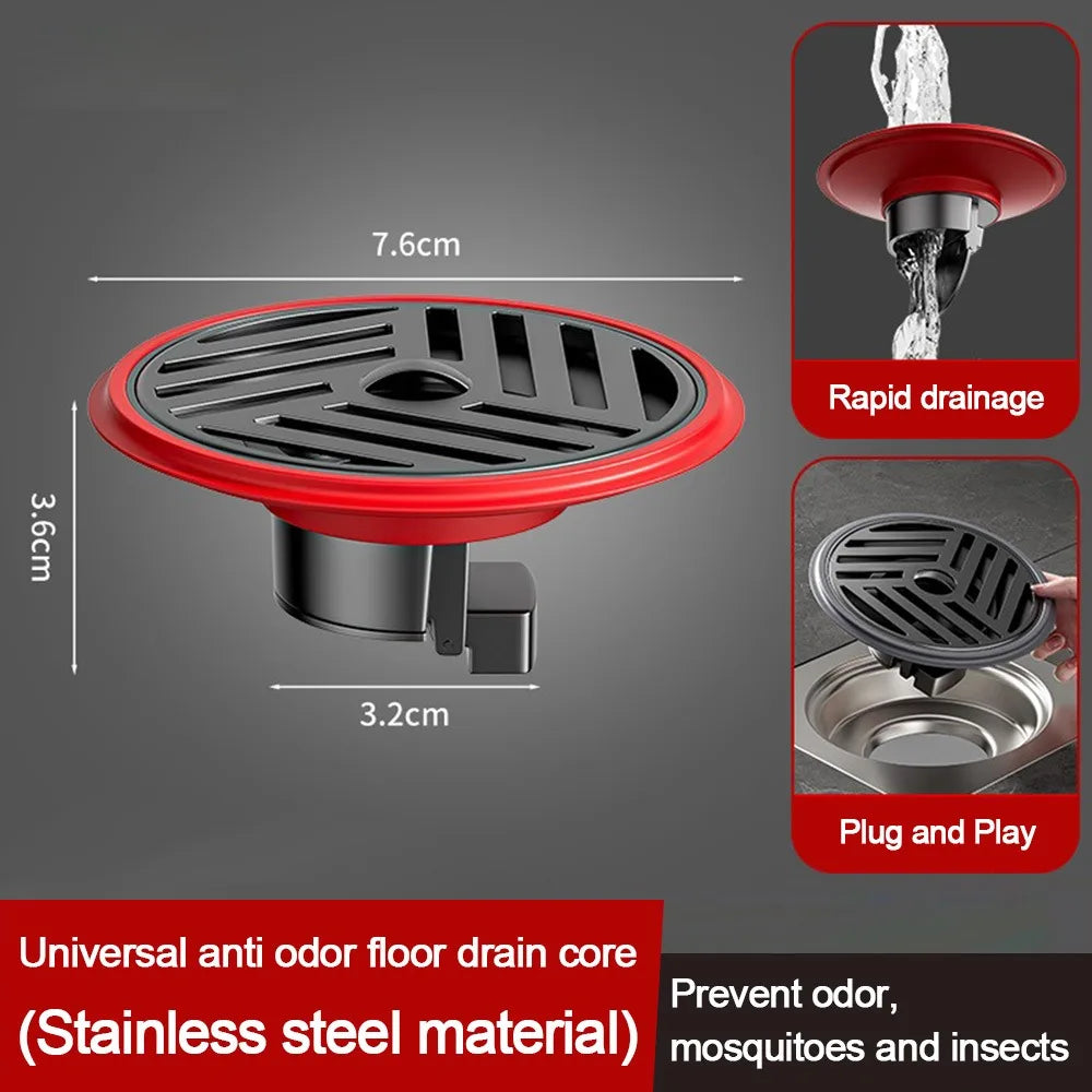 Stainless Steel Shower Floor Drain with Grid Grate Cover Anti-odor Fast Drainage Floor Drain Round Insectproof Oasis Select 2