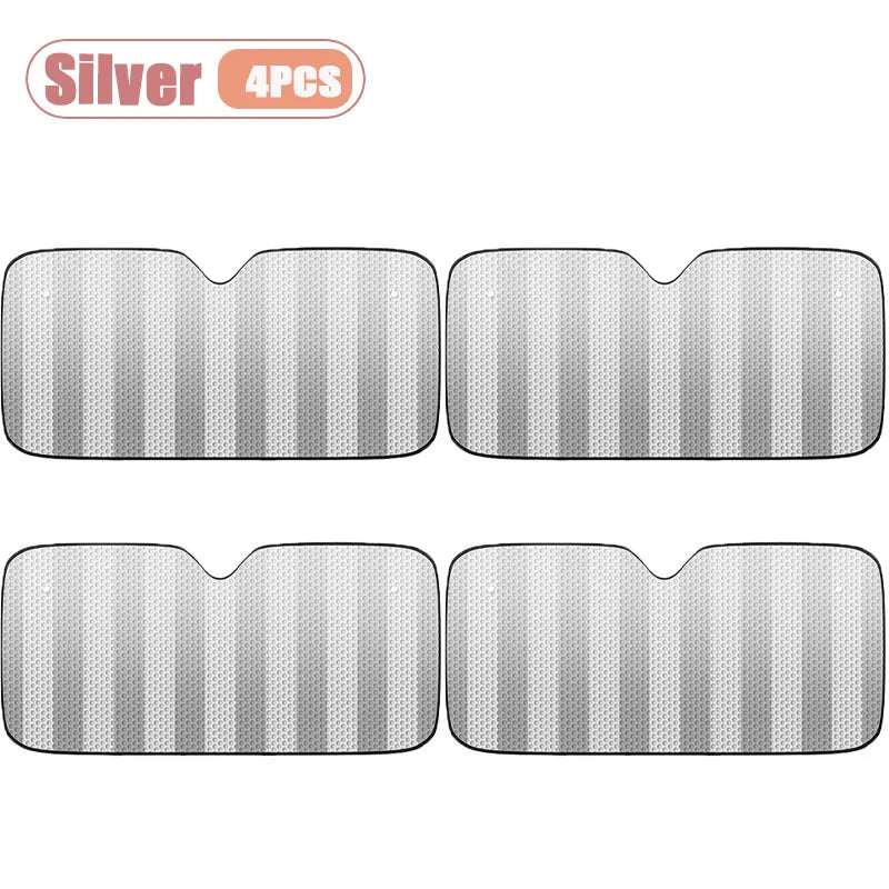 Sun Shade for Car Windshield Front Window Sun Protector Heat Shield UV Block Foldable Auto Sunshade for Summer Oasis Select silver-4PCS