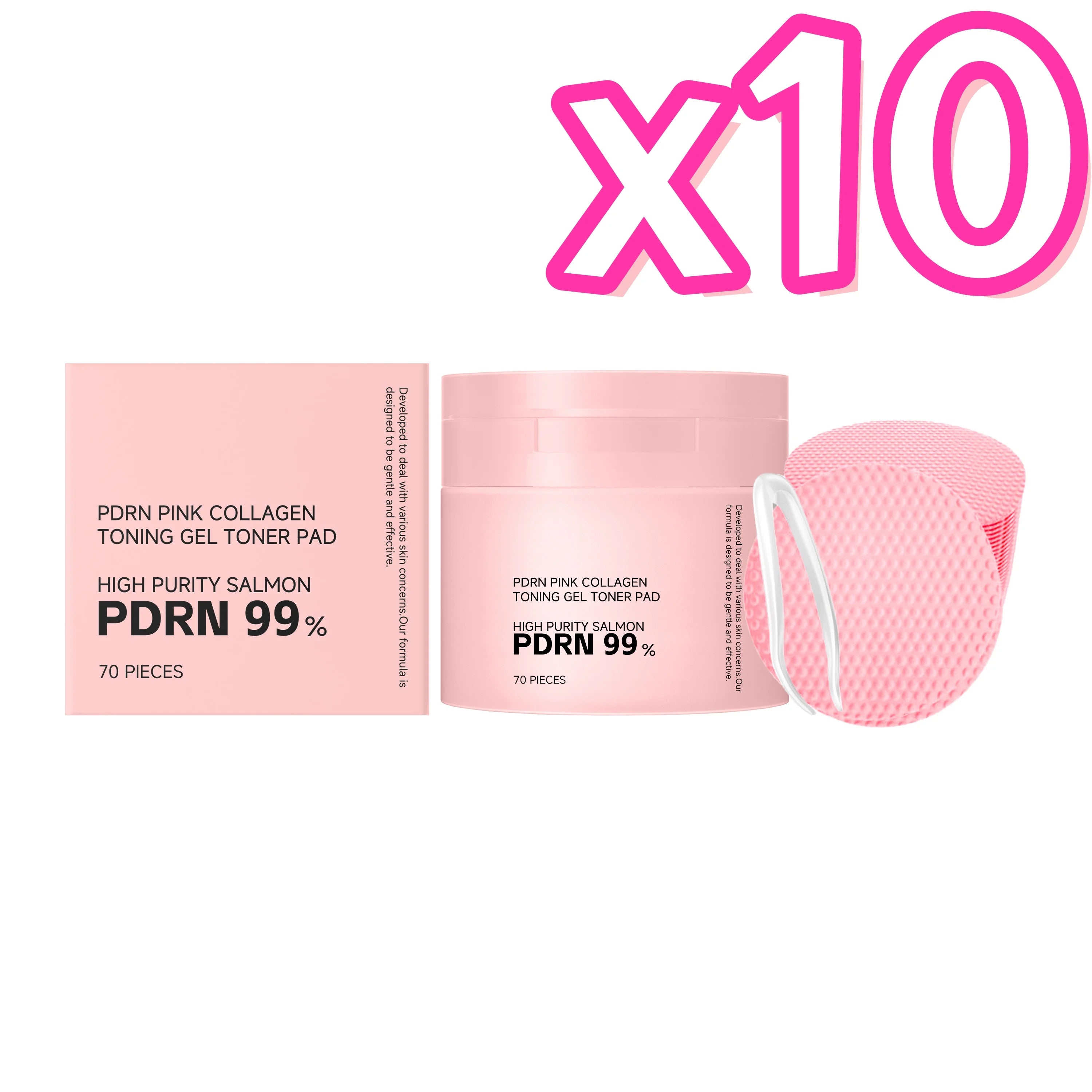 PDRN Collagen Toner Pads Repair Skin Barrier Calm Redness Hydrate Skin Reduce Skin Fine Lines Brighten Dullness Facial Toner Pad Oasis Select 10 x 70pcs Boxed