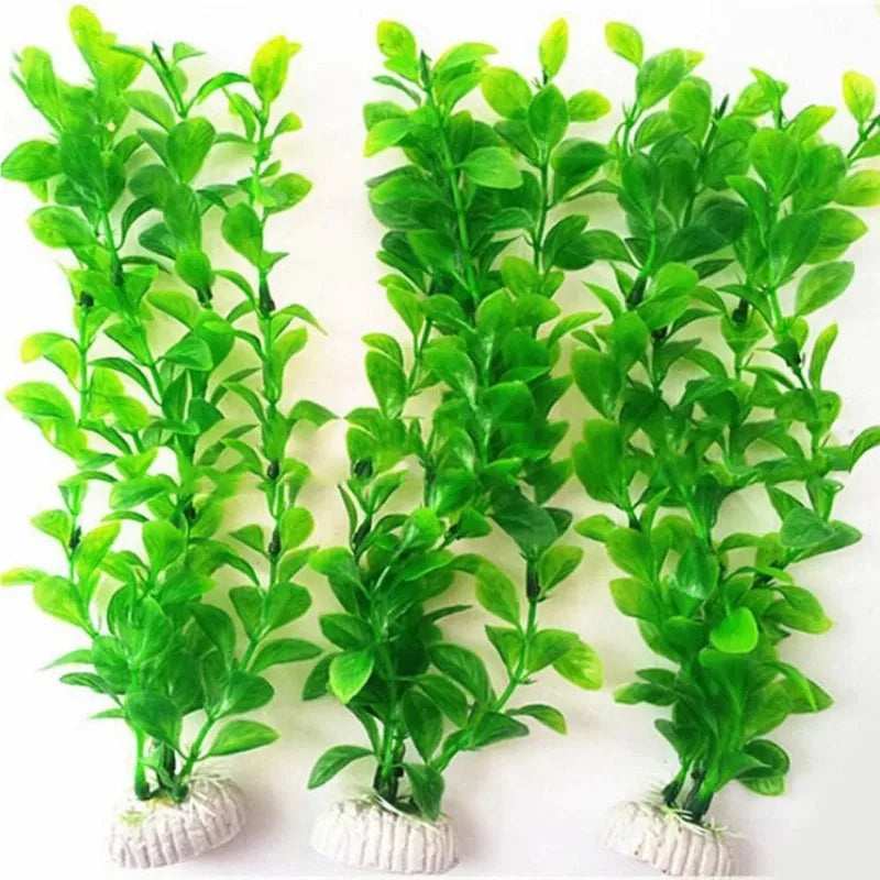 3 Pieces 25cm Artificial Plastic Green Grass Aquatic Plants for Fish Tank Aquarium Landscaping Decor Fake Waterweed Set Oasis Select