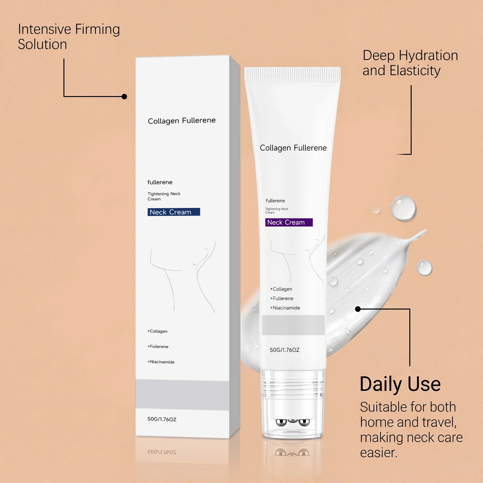 Collagen Neck Cream Reduce Neck Wrinkles Fine Lines Firming Lifting Neck Eliminate Double Chin Skincare Neck Lines Protein Cream Oasis Select