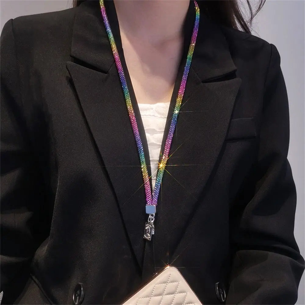 Rhinestone Lanyard Mobile Phone Lanyard Women's Luxury Full Diamond Pendant Long Neck Strap Anti-lost Sling Short Wrist Chain Oasis Select