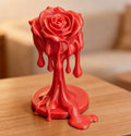 Melting Dripping Rose Figurines Liquid Drop Flower Statue Ornaments for Home Table Shelf Decoration Romantic Wedding Lover Gifts Oasis Select Rose red 9.8x7.8x6cm