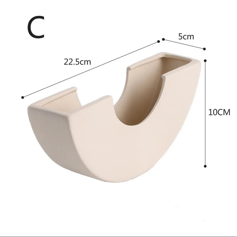 Nordic Geometric Creative Art Plain Germ Dried Flower Ceramic Vase Homestays Vases Oasis Select Q