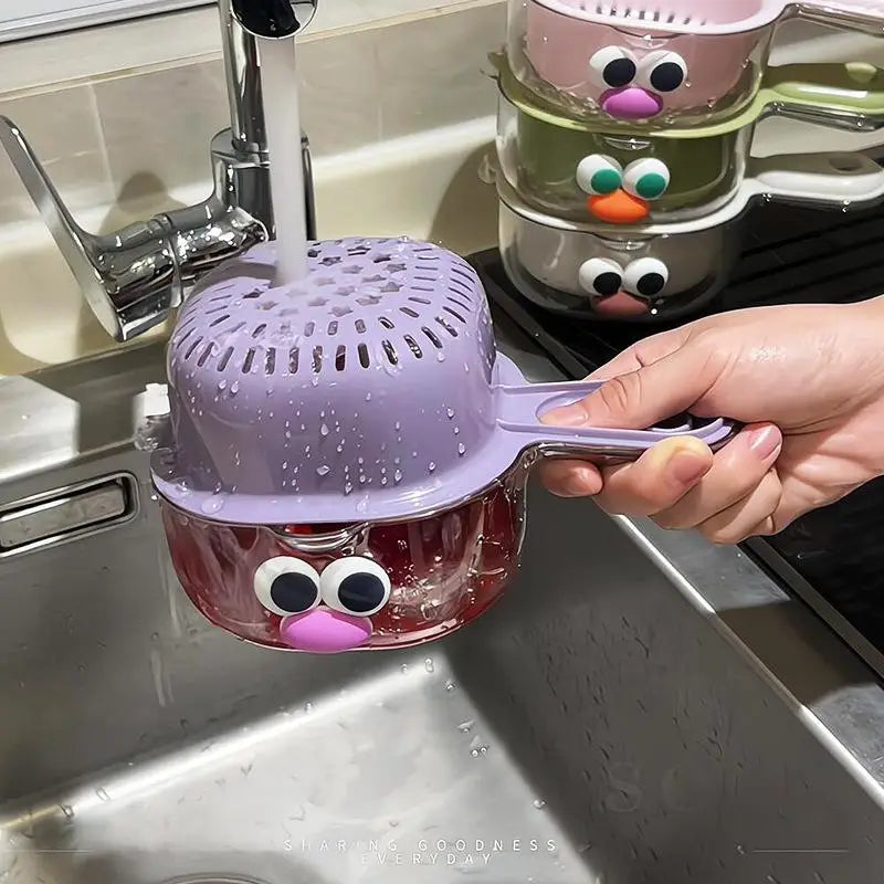 Double-layer Vegetable Washing Basket Drip Water Basket Colander For Kitchen Fruit 12 cm Cute Drain Storage Basket Oasis Select