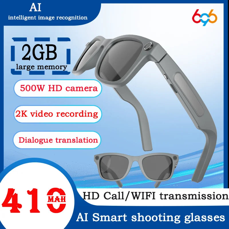 Smart Glasses Men Women Simultaneous Translation Sunglasses UV/Blue Light Protection Touch Control AI Object Recognition Camera Oasis Select