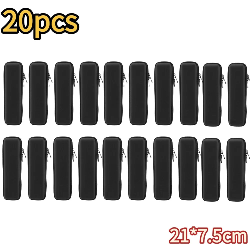 Black EVA Hard Shell Stylus Pen Pencil Case Holder Earphone Mesh Storage Organizer Pencil Zipper Case School Supplies Oasis Select B-20pcs
