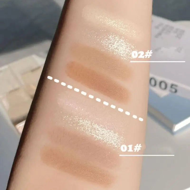 4-Colors Highlight & Contour Palette with Mirror Matte Highlighter Contour Natural Glow Contour Powder Face Makeup for Beginners Oasis Select