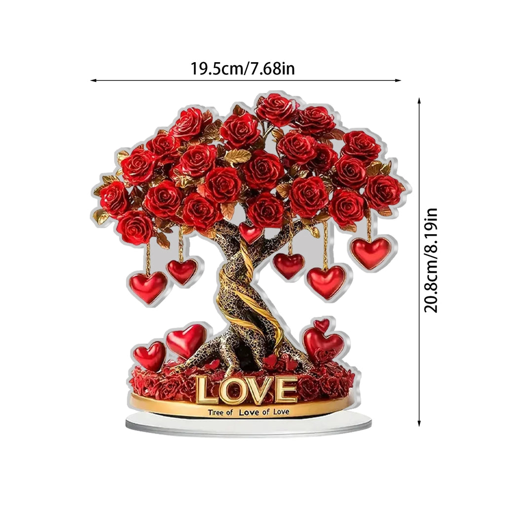 Valentine's Day Rose Heart Tree Acrylic Desktop Decoration Holiday Desktop Ornament Oasis Select One Size
