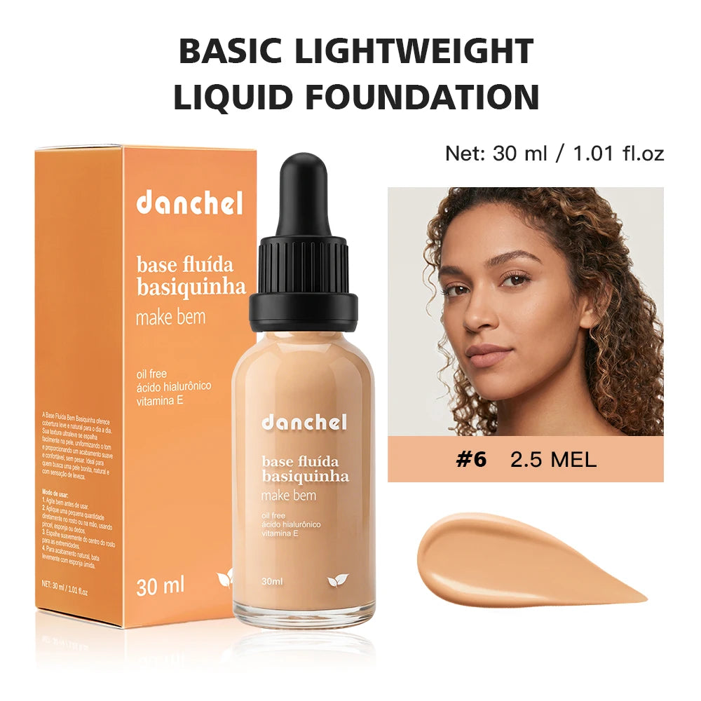 12 Colors Basic Lightweight Liquid Foundation Matte Soft Minimizes Pores Foundation Oil Control Long-Lasting Woman Makeup Oasis Select Color 6
