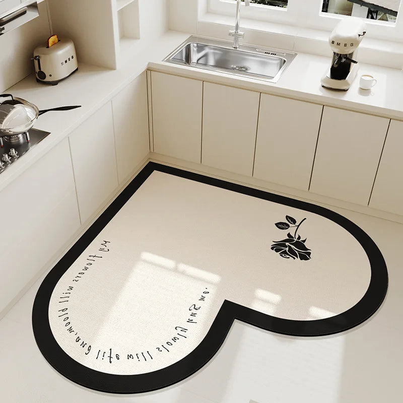 New Corner Super Absorbent Kitchen Floor Mat Diatom Mud Pad Bath Pad Anti-Slip Carpet Wipeable Wash Long Strip Carpet Oasis Select D 70X70cm