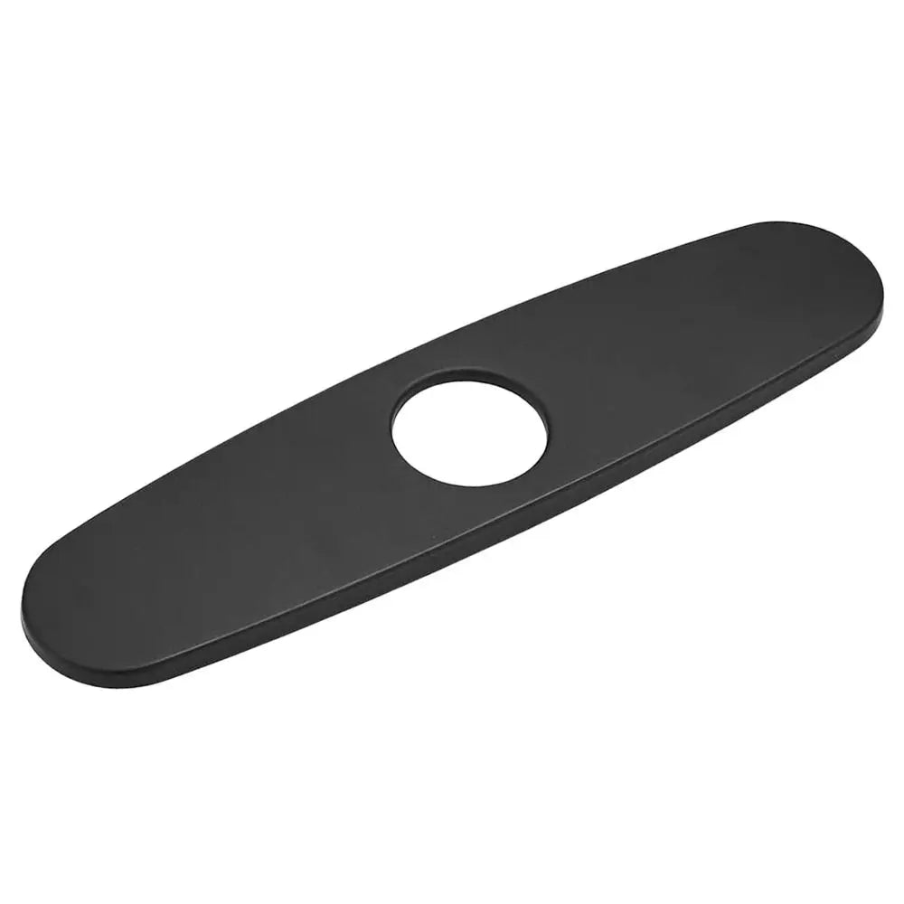 1PC Faucet Plate Hole Tap Cover Deck Plate Stainless Steel Bathroom Kitchen Sink For Most Single Hole Faucet Decorative Panel Oasis Select 10inchMatte black