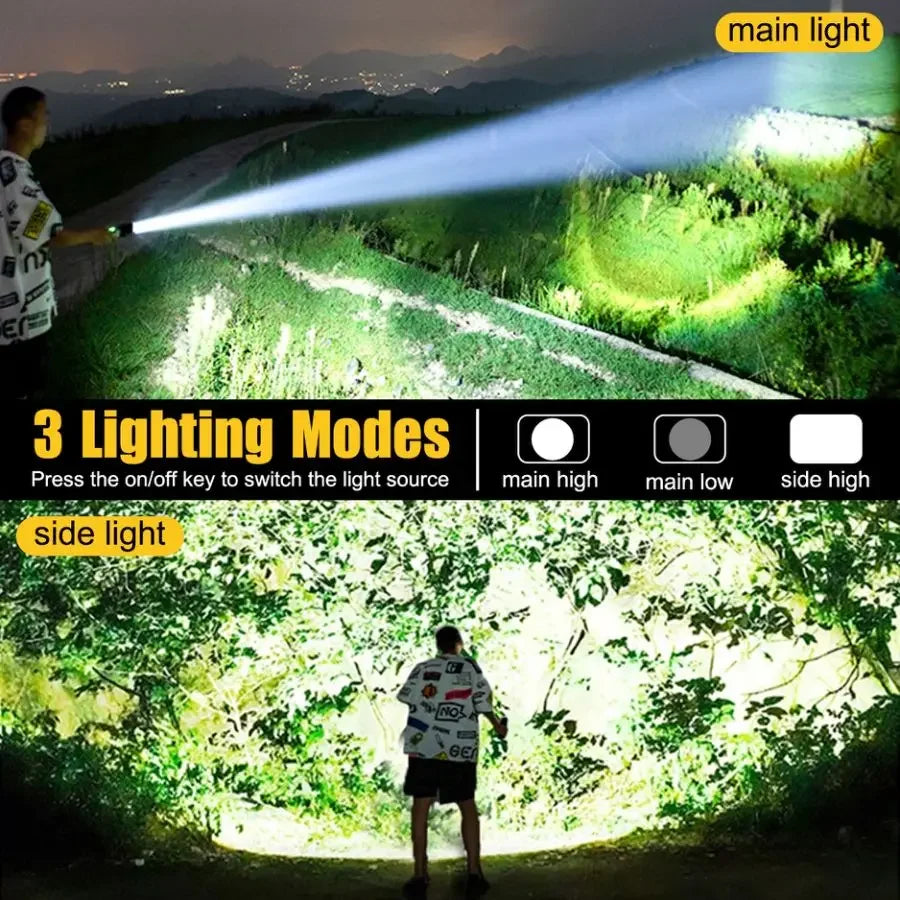 Super Bright LED+COB Side Lights Flashlight 3 Modes USB Rechargeable Flashlights Outdoor Emergency Light Portable Torch Oasis Select