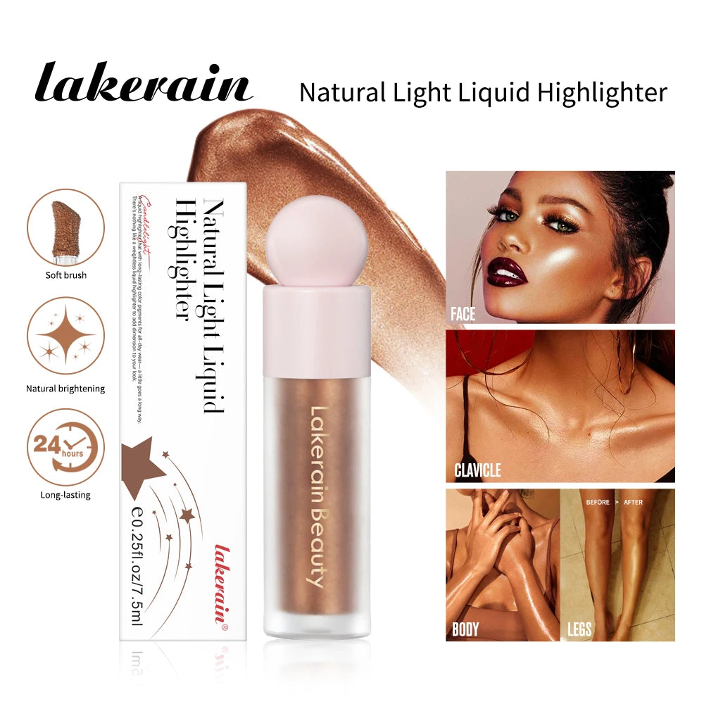4 Colors Liquid Highlighter Brighten Skin Tone Highlighter Lightweight High Glossy Finish Natural Glow Liquid Luminizer Makeup Oasis Select
