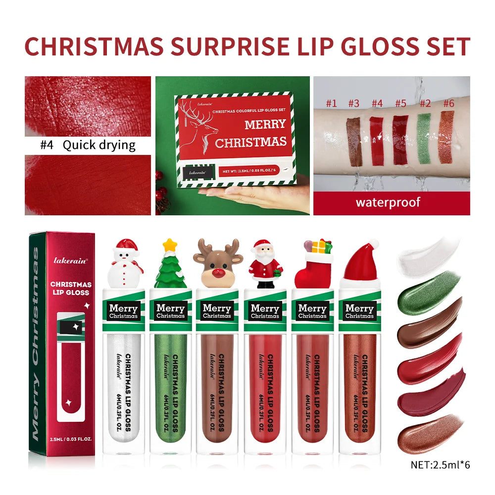 Christmas 5-Piece Colorful Lip Gloss Set – Shiny & Long-Lasting Lip Gloss Set Oasis Select