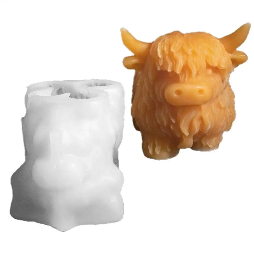 Animal Molds 3D Resin Molds Food-Grade Highland Cow Design Mould DIY Handmade Resin Crafts Supplies for Cake Snack Jelly Wax Oasis Select White