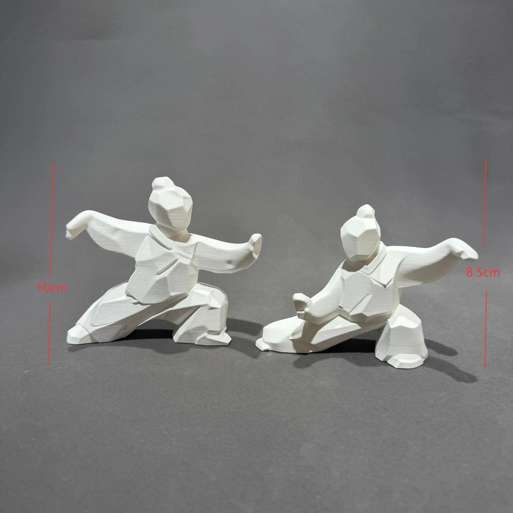 Martial person Art Figurines Set plastic Home fish tank Bonsai Desktop Ornament Kung Fu Pose Statue Figurine Tabletop Decor Gift Oasis Select 2pcs M