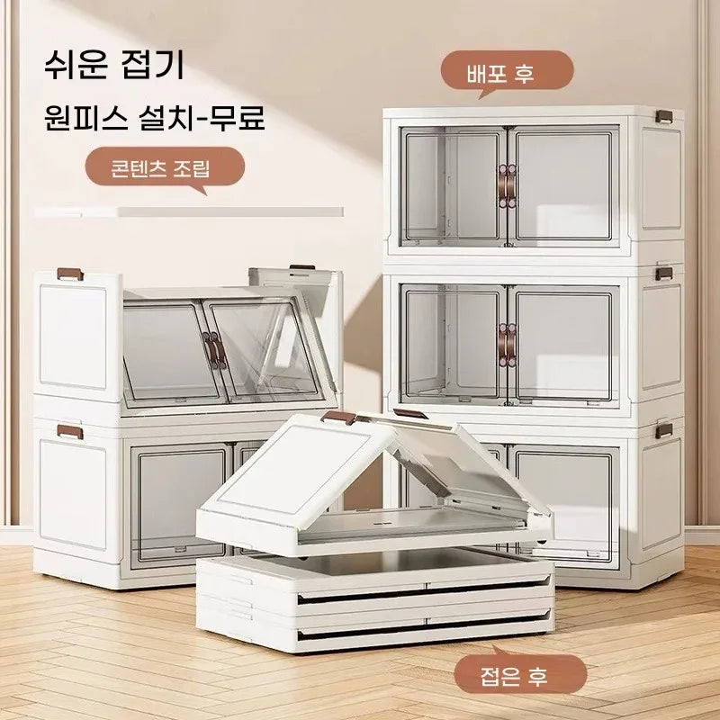 3/4/5 Layers Multifunction Folding Living Room Cabinet Closet Organizer With Wheel Stackable Sundries Large Capacity Storage Box Oasis Select