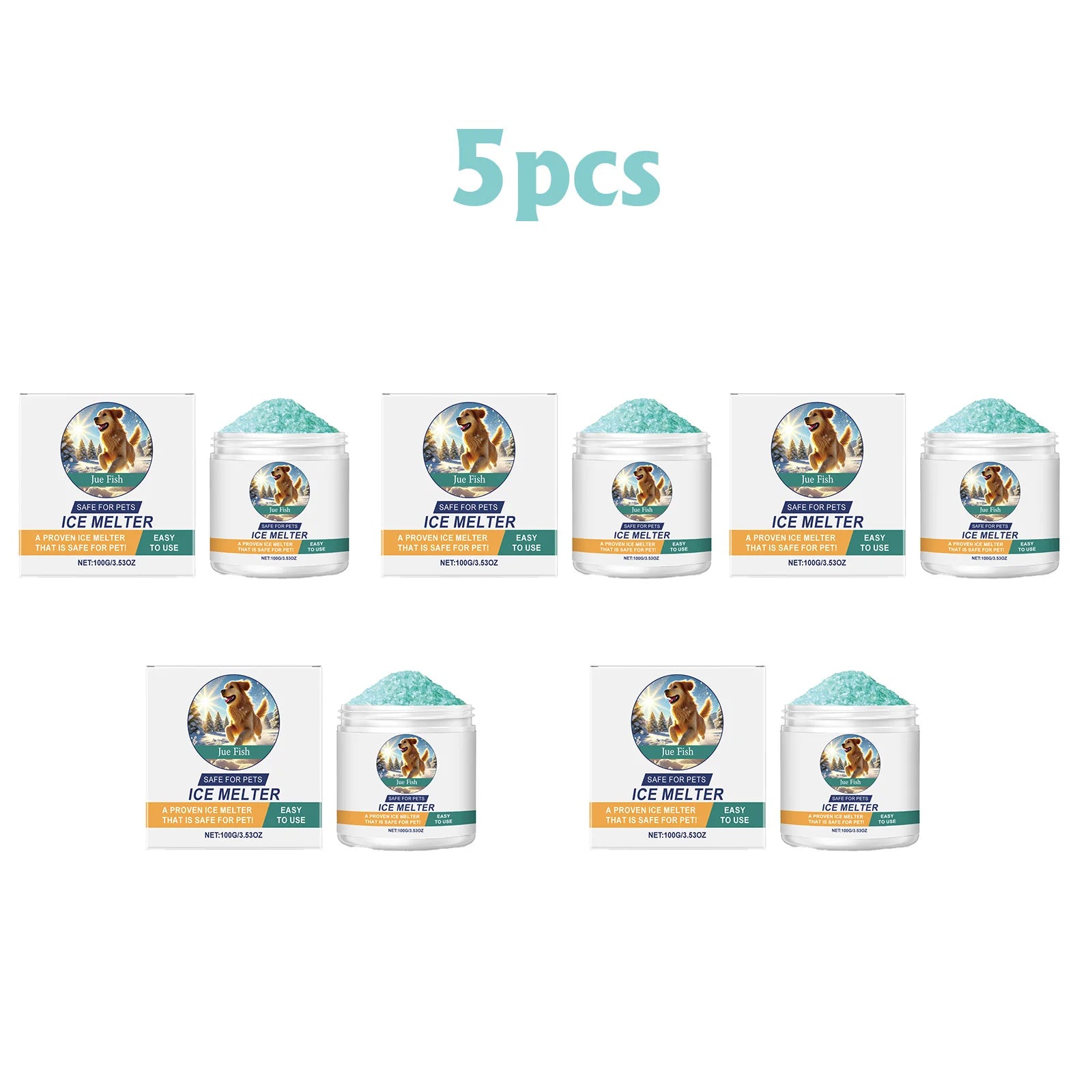 Jue-Fish Pet-Safe Ice Melt – Safe for Concrete & Paw Pads Ice Melt Deicer Oasis Select 5pcs