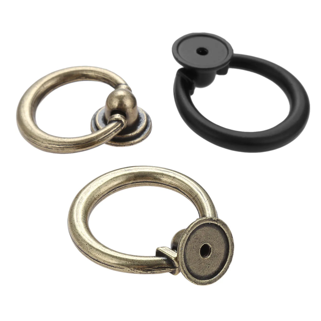 1Pc Zinc Alloy Ring Knob Bronze/Black Handle 35mm/40mm Knob For For Furniture Cabinet Drawer Wardrobe Closet Furniture Handles Oasis Select