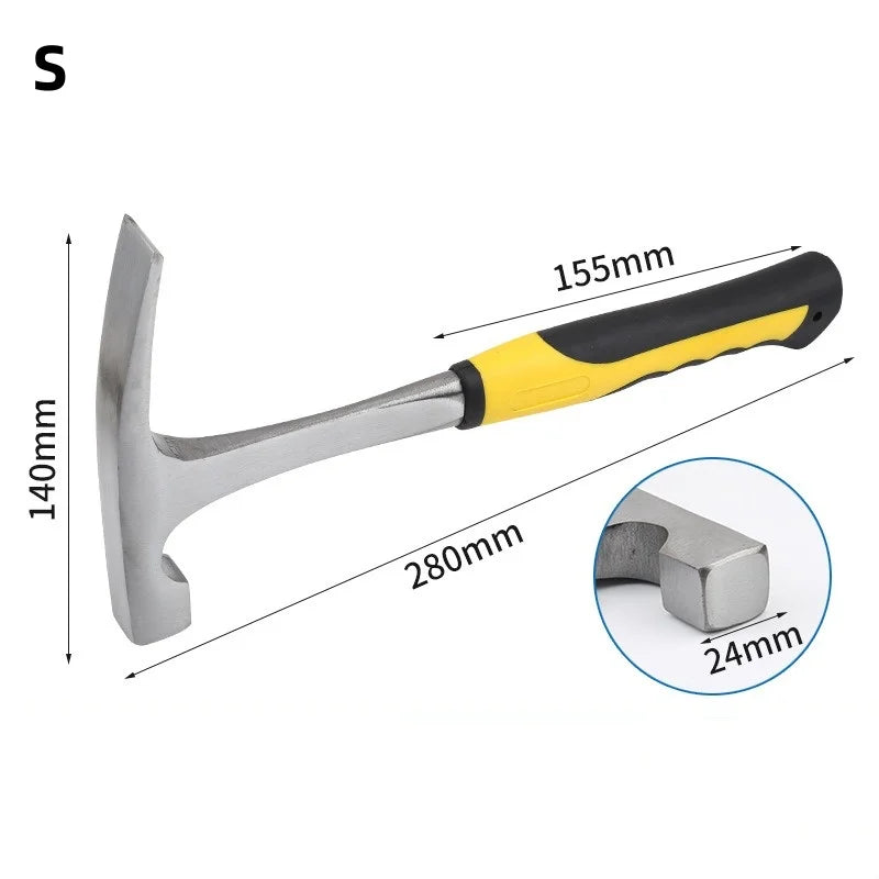 1Pcs Mini Claw Hammer Professional Geological Hammer Multifunctional Tool Pointed Tip Rubber Handle Grip Carpenter Hammer Oasis Select S-Crew-cut