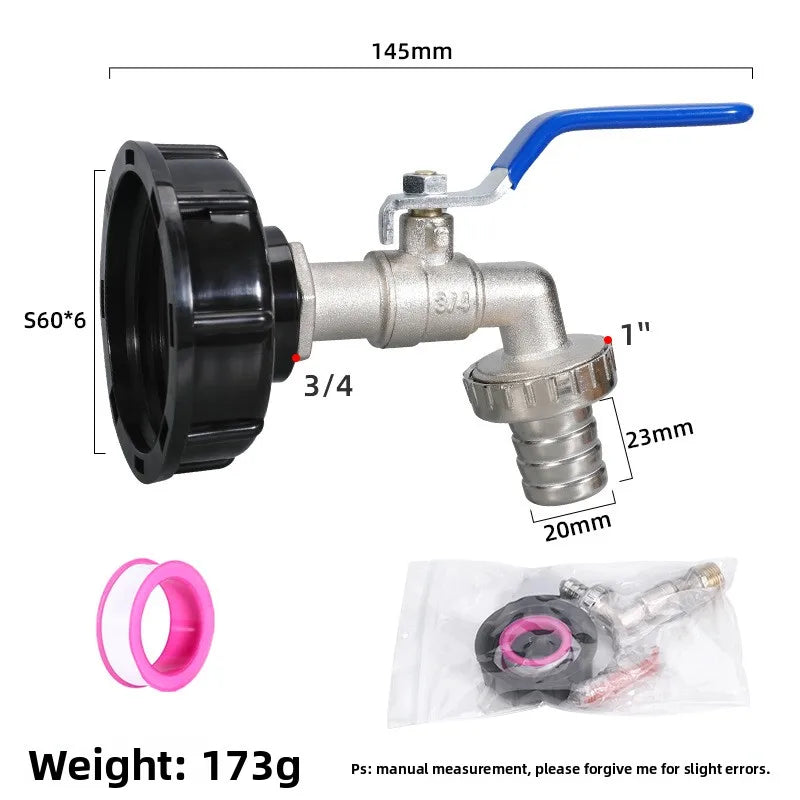 Durable IBC Tank Tap Adapter S60*6 Coarse Thread to 1/2'' 3/4'' Connector Replacement Valve Garden Home Valve Fitting Faucet Oasis Select E