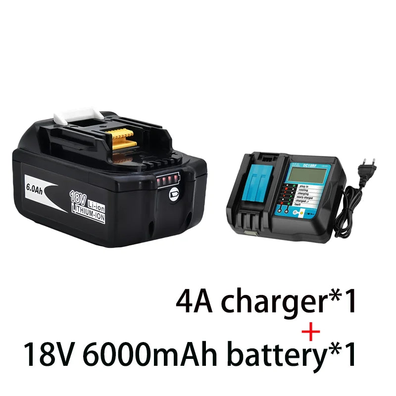 Super For Makita 18v 6000mAh Rechargeable Power Tools Battery With Led Li-ion Replacement Lxt Bl1860b Bl1860 Bl1850+3A Charger Oasis Select 6Ah-1PCS-Charger