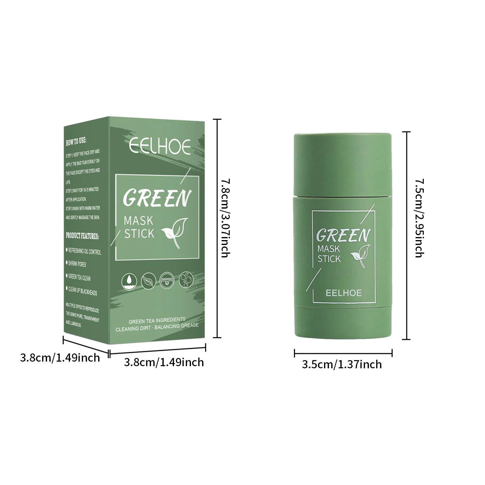 Green Tea Solid Cleansing Mask Stick – Pores & Blackheads Clay Face Mask Stick Oasis Select