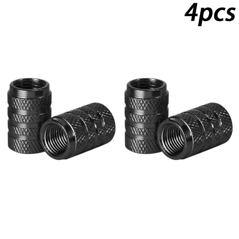 4Pcs/Set Aluminum Alloy Car Whee Tire Valve Caps Valve Stems Cover Car Wheel Dustproof Cap For Car Truck Motorcycle Bicycle Oasis Select black