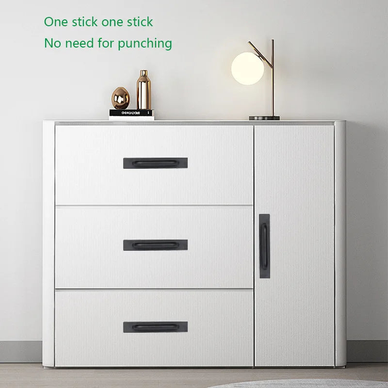 Aluminium Alloy Punch-free Furniture Cabinet Handle Sliding Barn Door Handle Pull And Flush Hardware Set Wood Door Drawer Handle Oasis Select