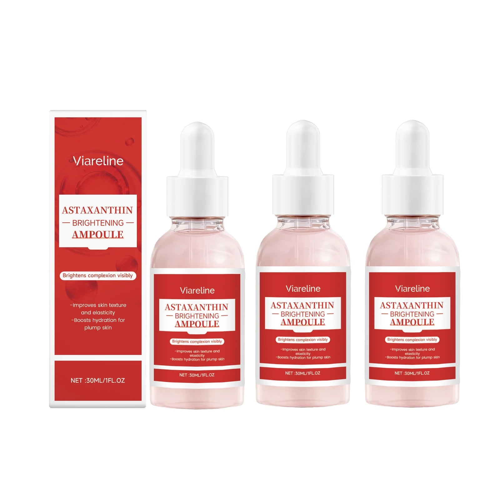 Astaxanthin Serum Hydrating Facial Moisturizing Essence Firming Brightening Lightweight Fast Absorbing All Skin Types Oasis Select 3pcs