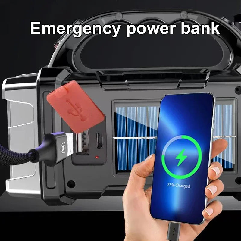 Rechargeable Portable Hand Lamp 8/4 LED Powerful Flashlight Outdoor Camping Solar Charging Light USB Torch With COB Work Lantern Oasis Select