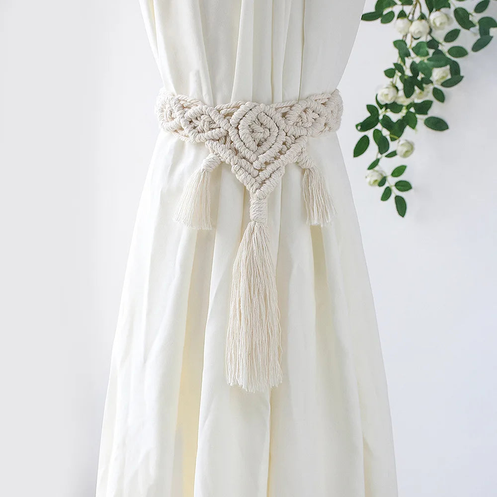 Nordic Style Hand-woven Curtain Tie Rope Decorative Pendant Light Luxury Curtain Tassel Strap Curtain Tie Buckle Home Decor Oasis Select