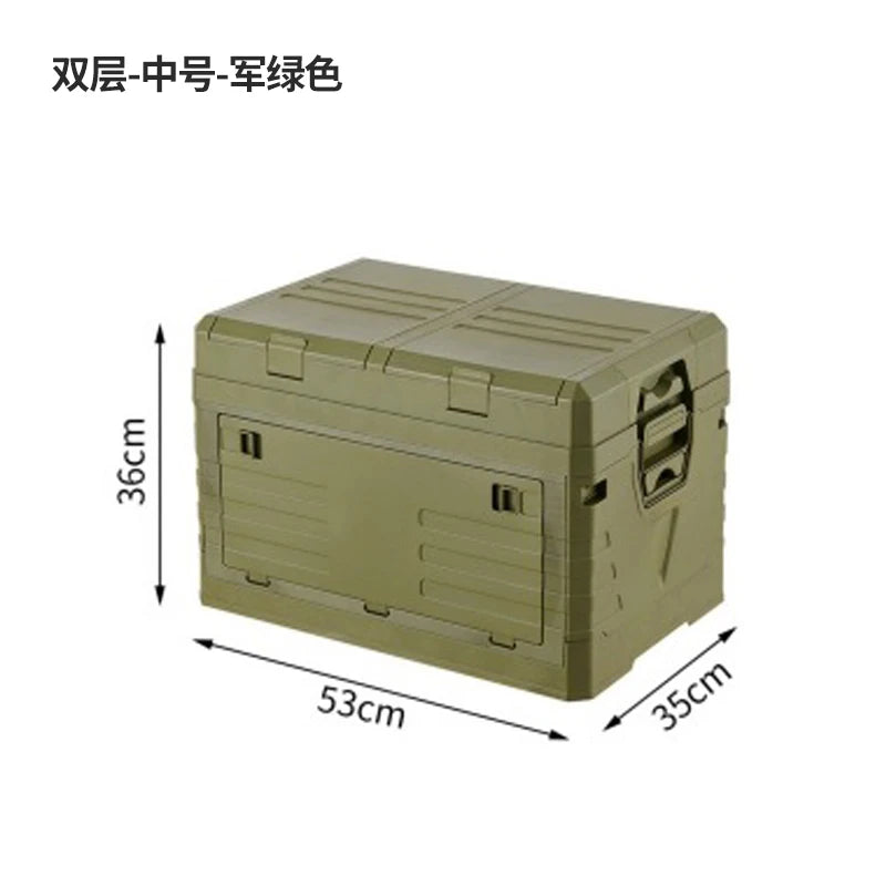 Multi-functional Outdoor storage box Household dustproof portable foldable large camping side door storage box Car finishing box Oasis Select 2nd Medium Green