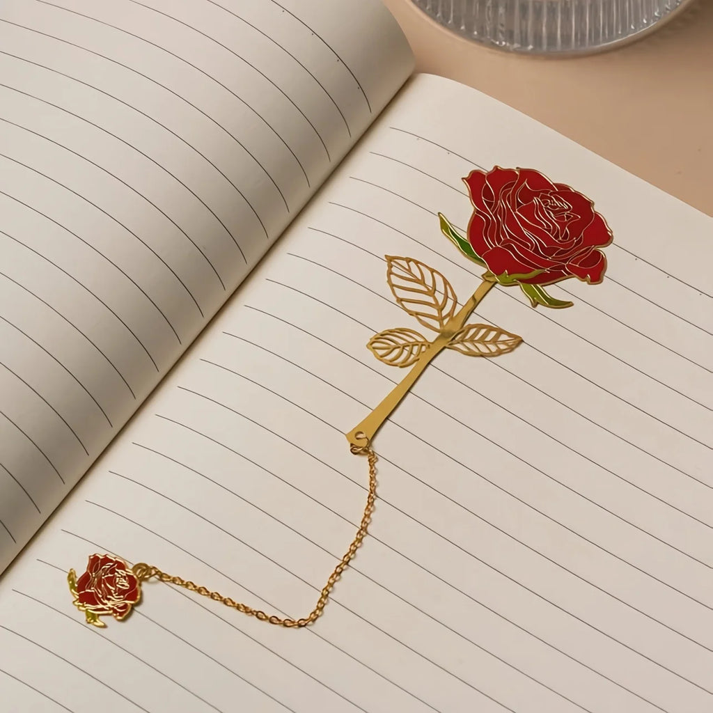 1 Piece of Exquisite Metal Rose Bookmark, Light Luxury Design Hollowed Out Bookmark, Perfect Gift for Teachers Oasis Select