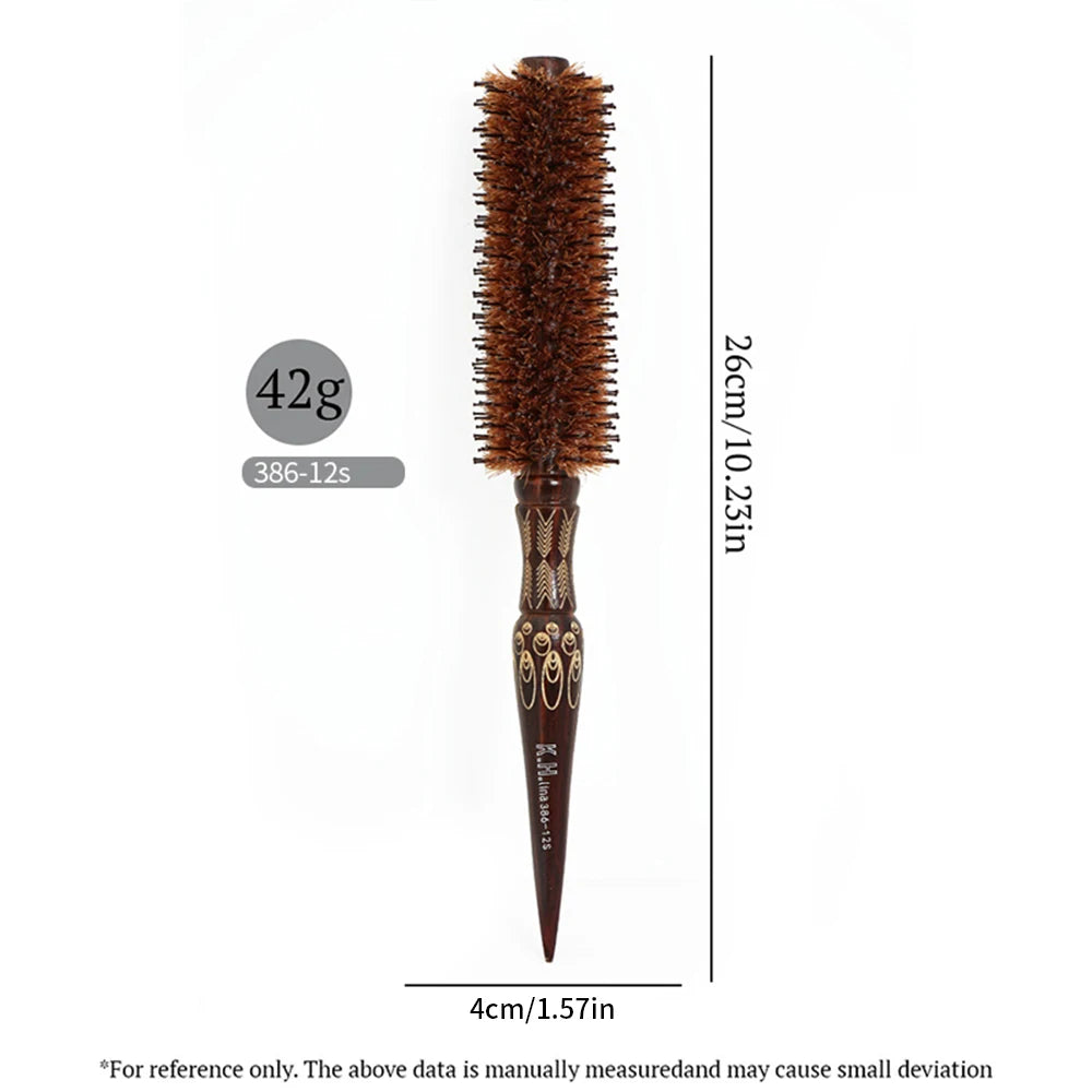 Wooden Round Hair Brush – Anti-Static Boar Bristle Styling Tool Round Hair Brush Oasis Select 386-12S