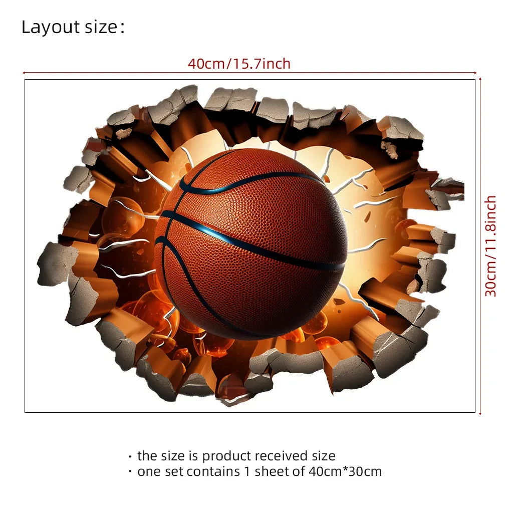 Super Wrist Breaking Wall Ball Sports Wall Stickers Children's Room Bedroom Decoration Stickers Oasis Select Basketball