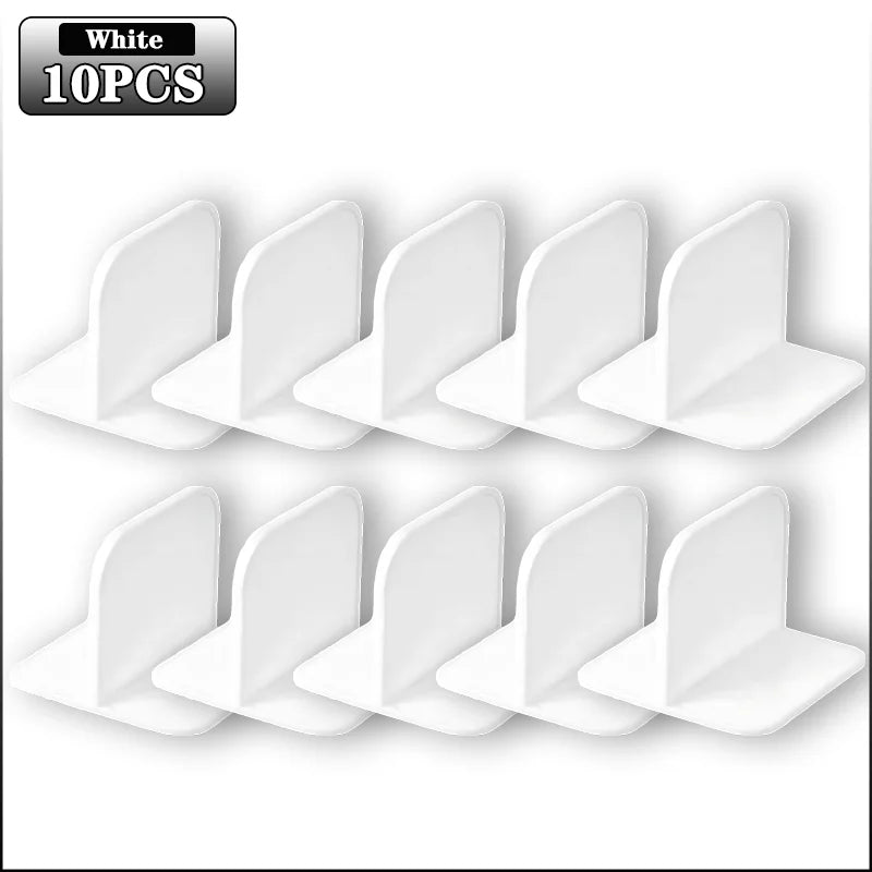 Multifunctional T Shape Bookshelf Fixing Bracket Anti Tip Furniture Fasteners for Shoe Rack and Bookcase No Drilling Required Oasis Select White-10PCS AS SHOWN