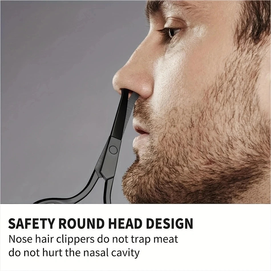 Round-Tip Safety Nose Hair Scissors – Stainless Steel, Black