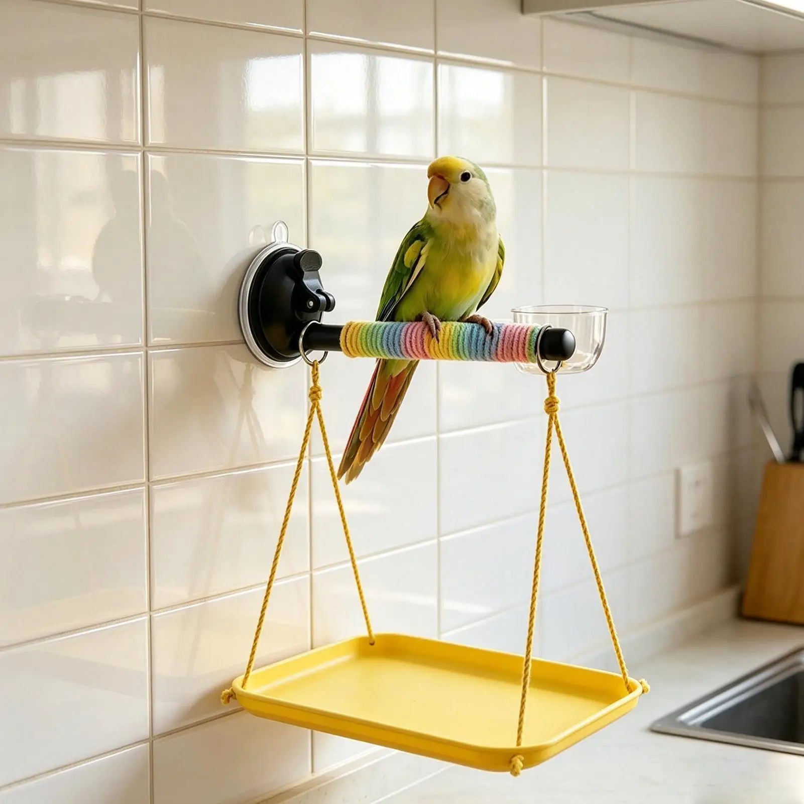 Bird Perch Stand Suction Cup Grinding Stick Window Bird Perch Toy for Parakeet Cockatiel Conure Parrot Lovebirds Car Outdoor Oasis Select