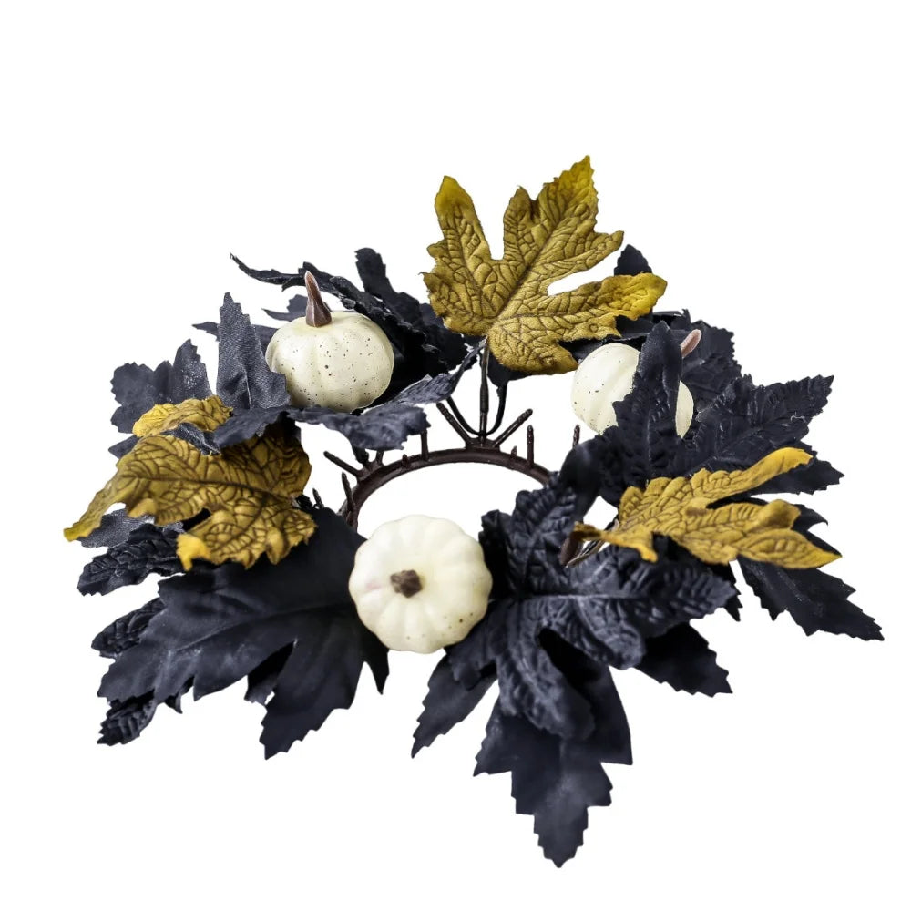 Halloween Candle Wreath Maple Leaf Rose Garland Decoration Home Desktop Festival Decoration Halloween Party Atmosphere Supplies Oasis Select Style 3