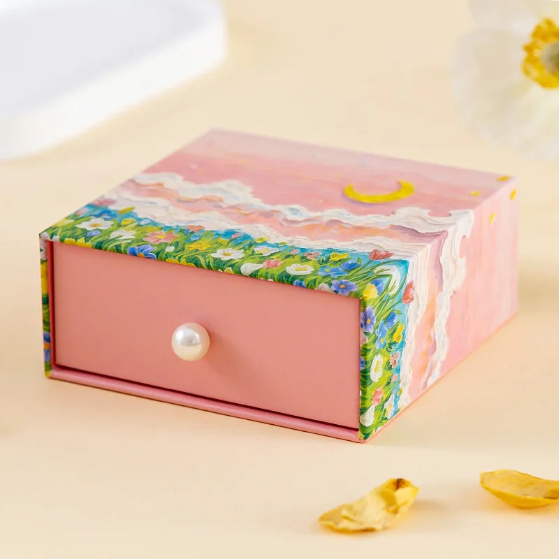 Velvet-Lined Heart Ring Box | Pearl Handle Jewelry Gift Box