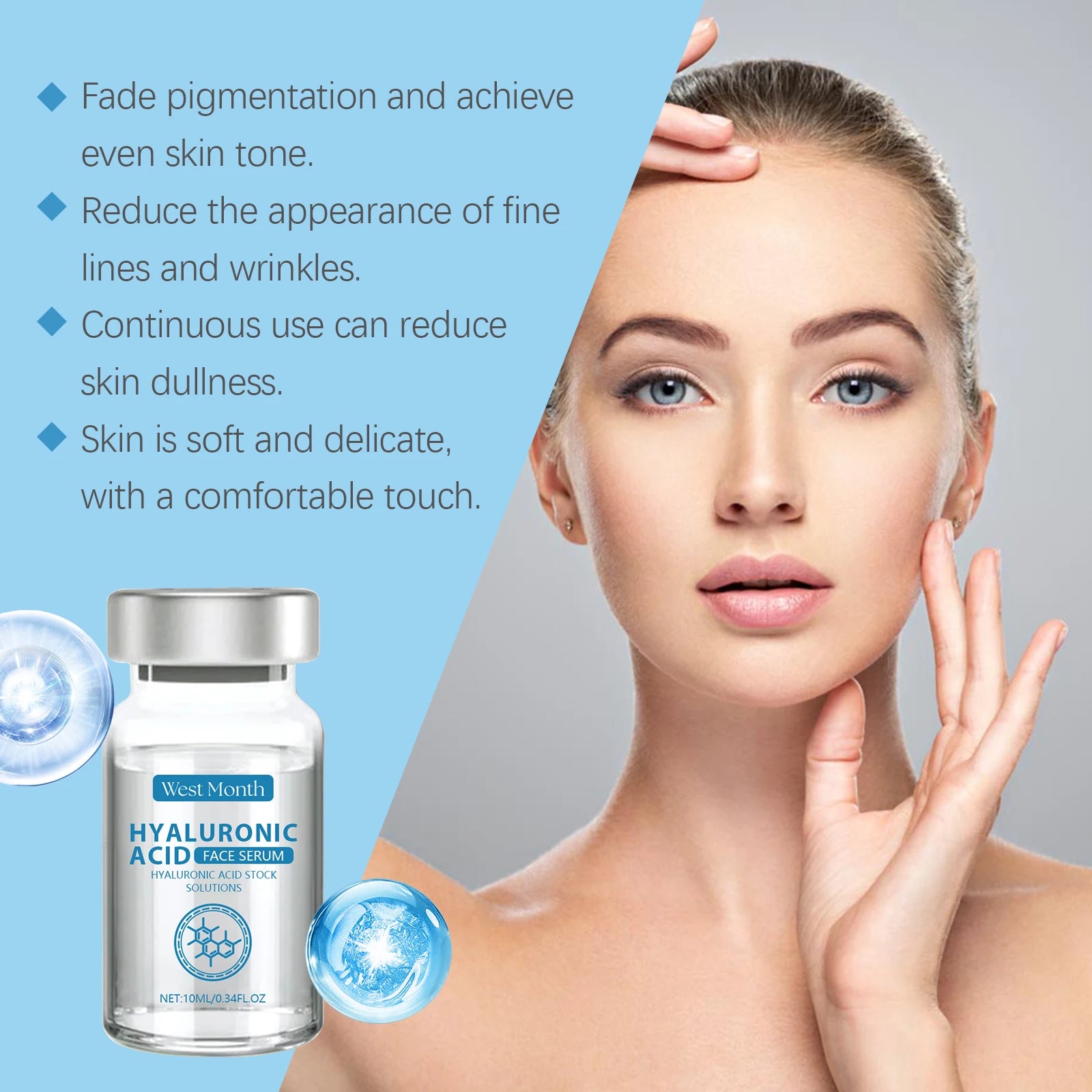 Hyaluronic Acid Facial Serum Deeply Moisturizing Lighten Shrinking Pores Improve Dryness Nourishing Smooth Repair Skin Essence Oasis Select
